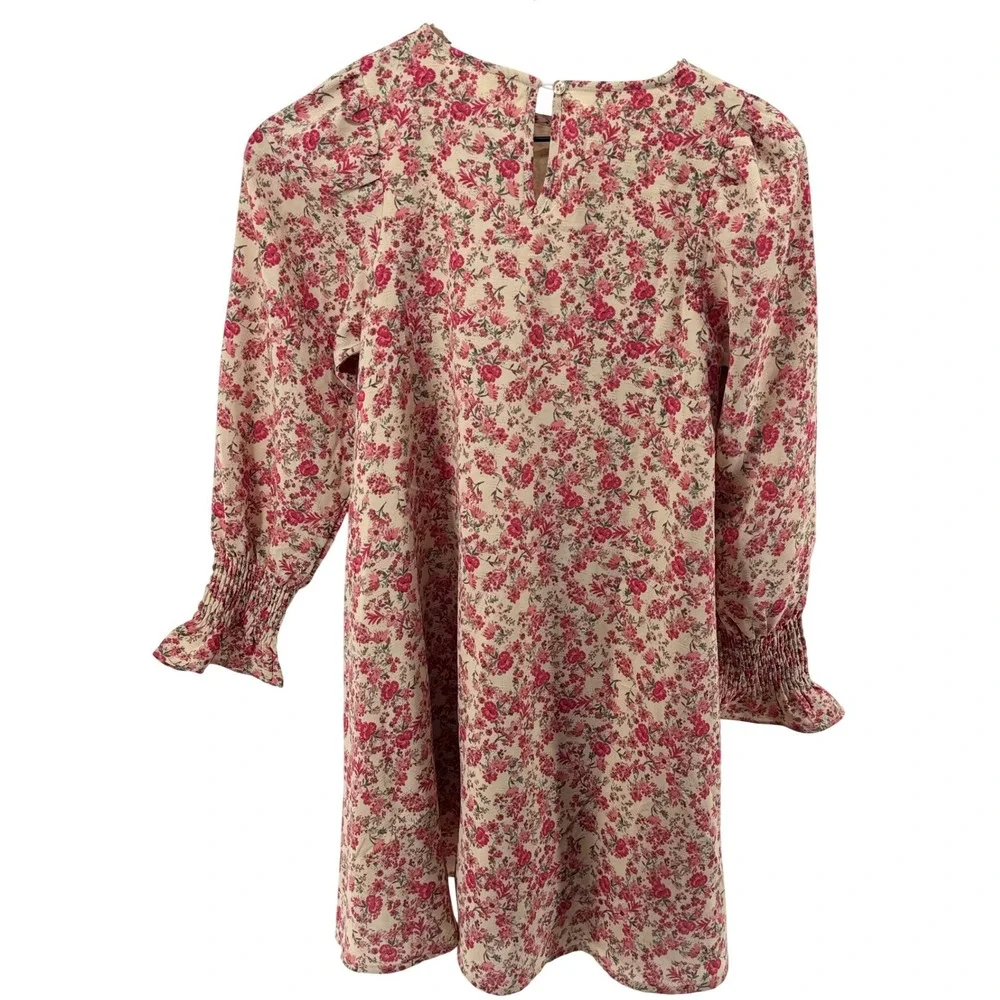 Sofie Schnoor Girls Dress 10Y Pink Floral Smocked Long‎ Sleeve Cottagecore - Picture 2 of 7